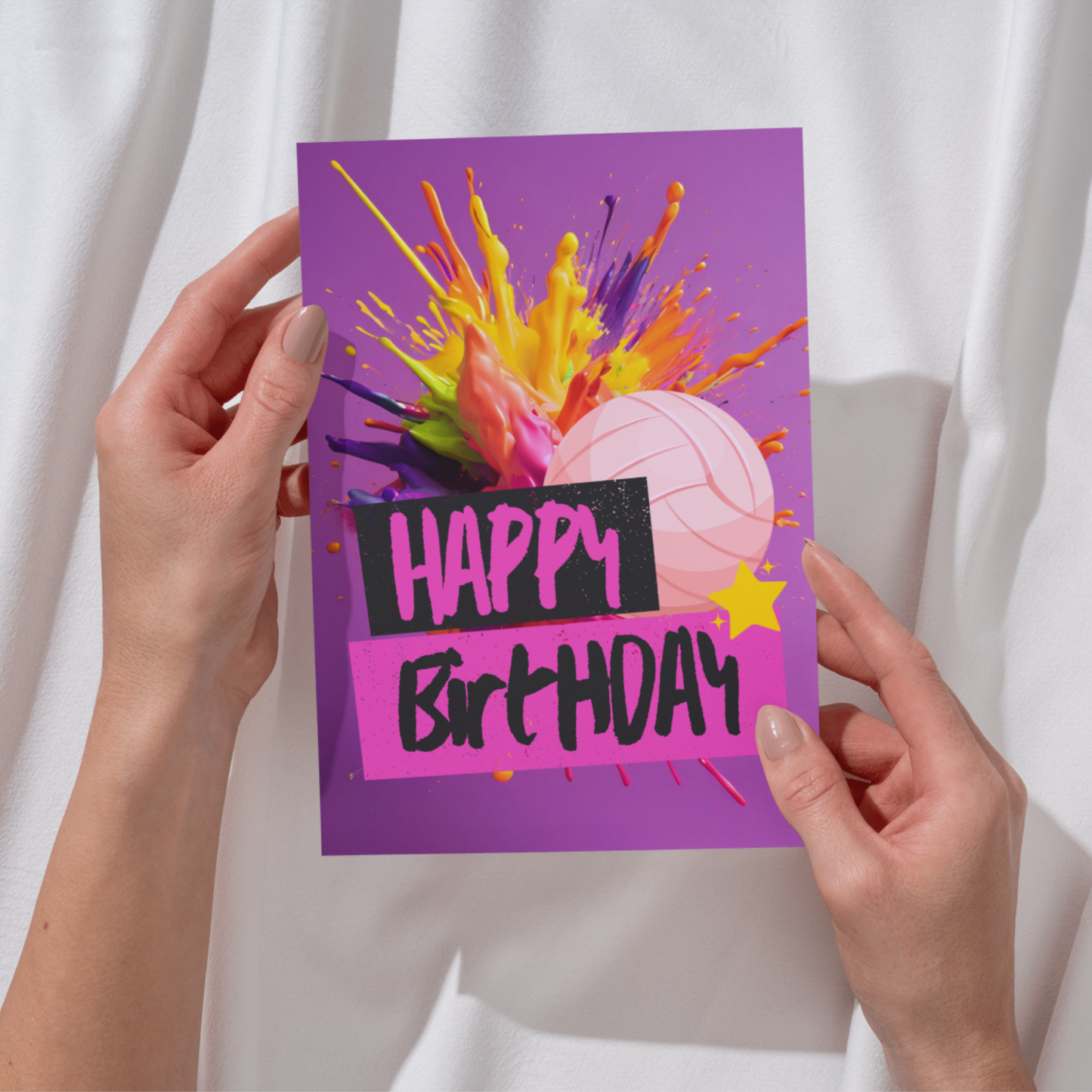 Colour Me Pink Birthday Greetings Card