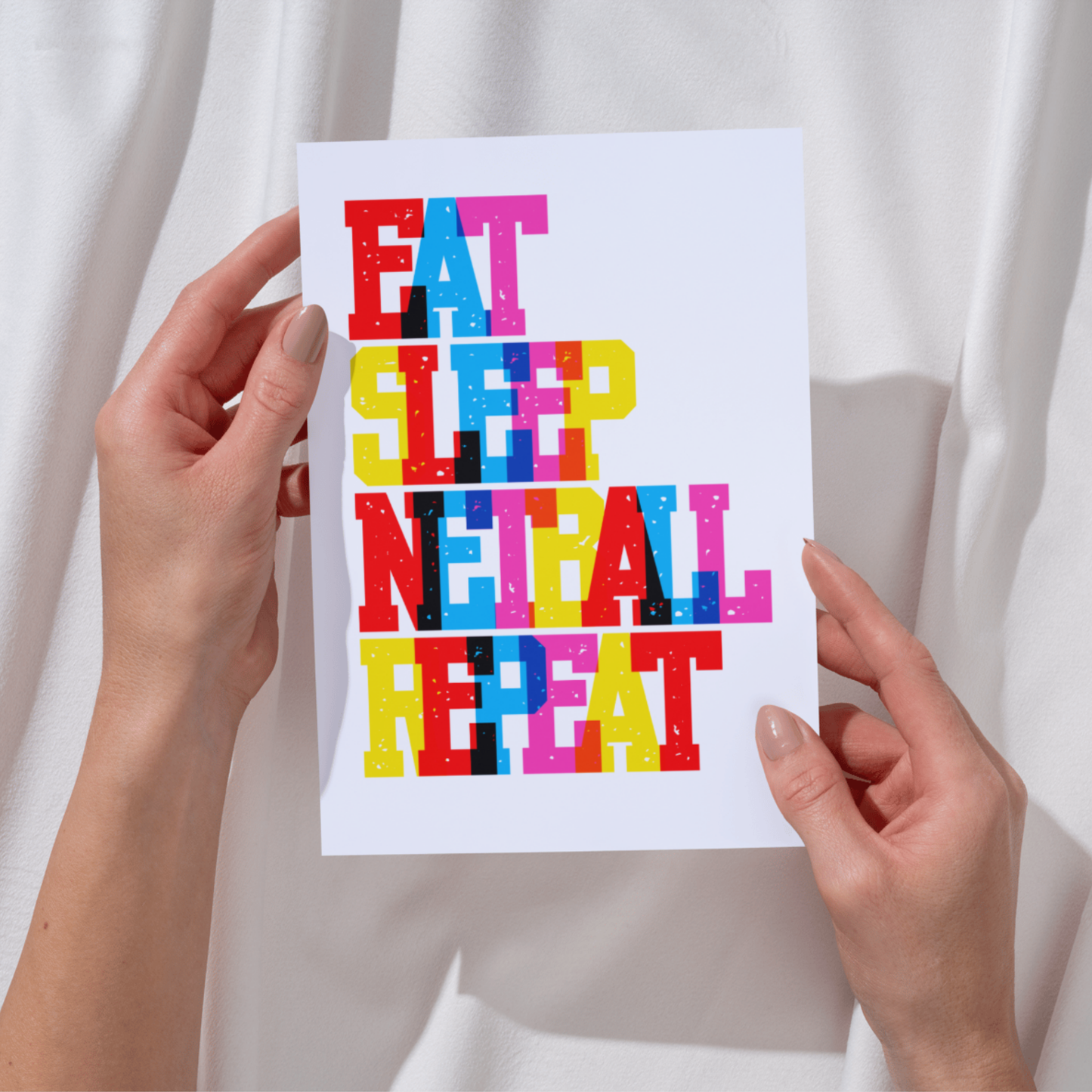 Eat Sleep Netball Repeat Greetings Card