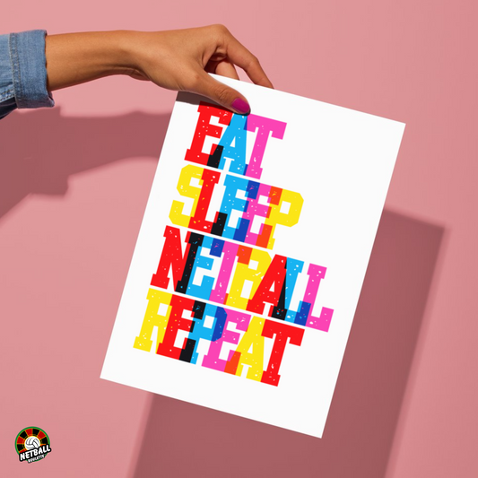 Eat Sleep Netball Repeat Greetings Card