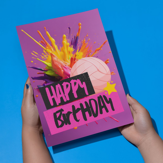 Colour Me Pink Birthday Greetings Card